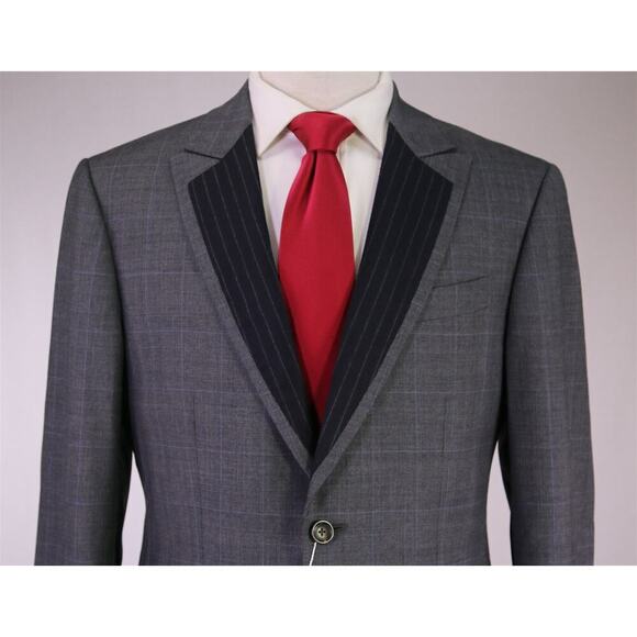 Moschino Couture Gray Glen Plaid & Stripes Wool 2-Btn Suit Eu 52 - 42R New! - Picture 3 of 12